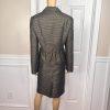JOHN MEYER 2PC Black Gold Metallic Acrylic Wool Blend Cocktail Skirt Suit SZ 12