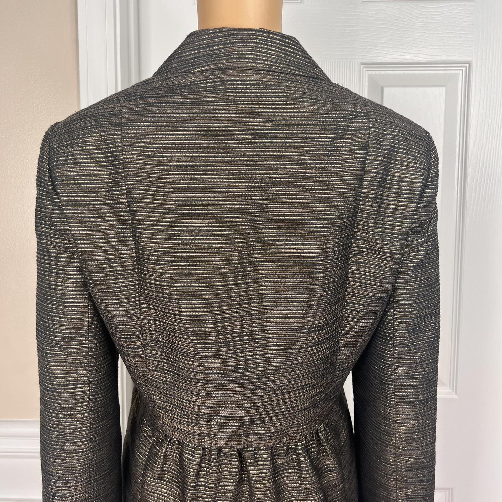 JOHN MEYER 2PC Black Gold Metallic Acrylic Wool Blend Cocktail Skirt Suit SZ 12