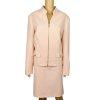 John Meyer Polyester Skirt Suit Size 16 Salmon Stand Up Collar Zip Up 2 Piece