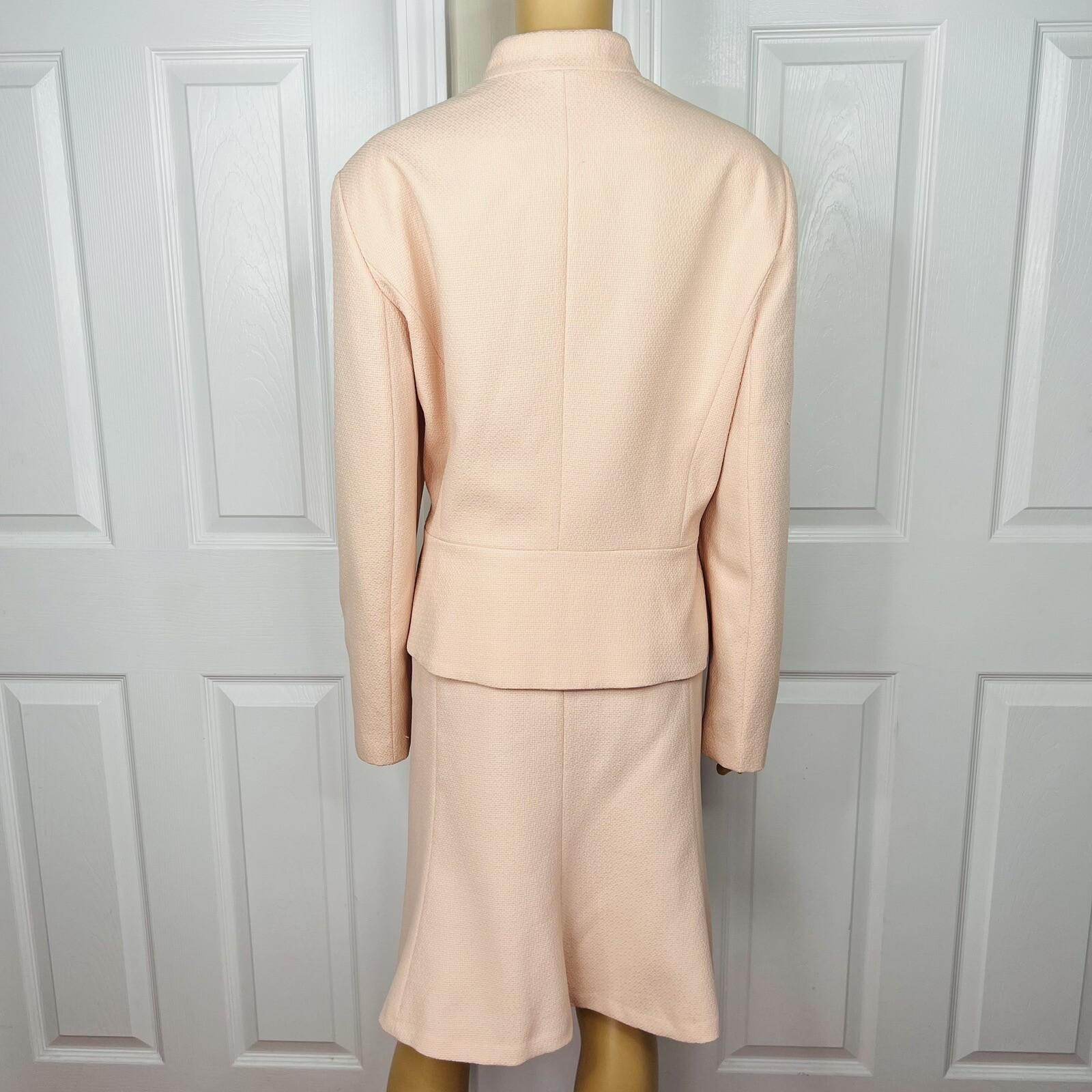 John Meyer Polyester Skirt Suit Size 16 Salmon Stand Up Collar Zip Up 2 Piece