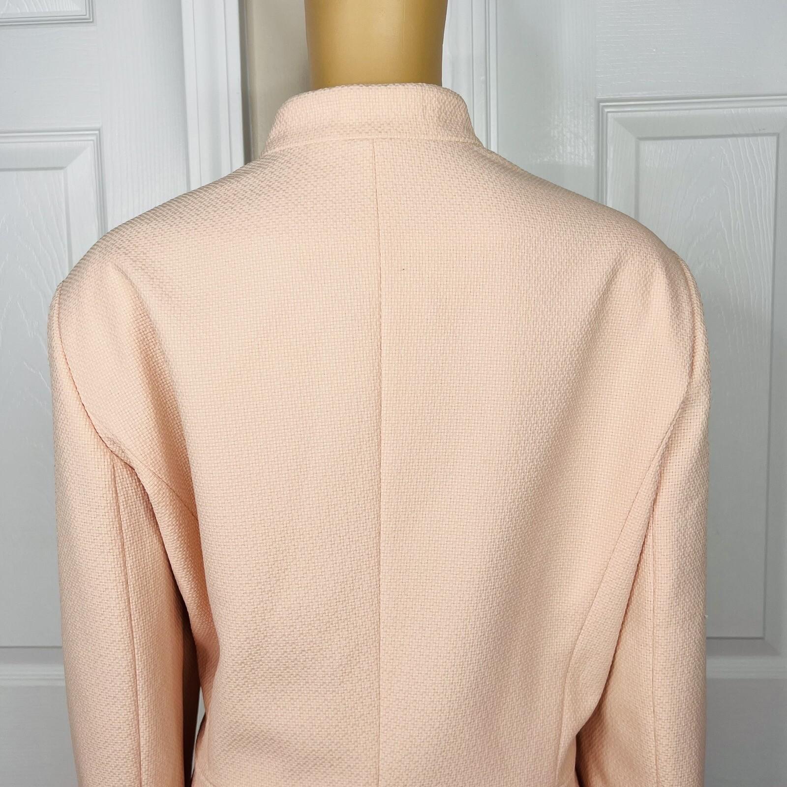 John Meyer Polyester Skirt Suit Size 16 Salmon Stand Up Collar Zip Up 2 Piece