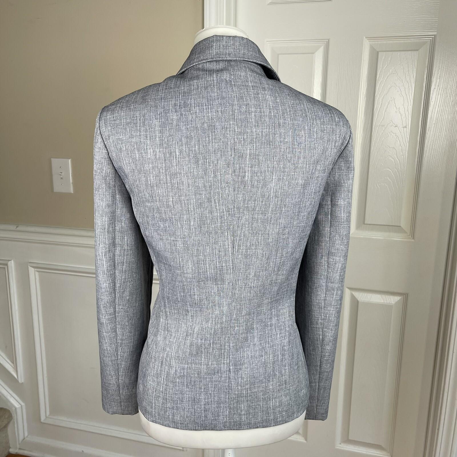 Le Suit Polyester Blazer Size 14P Gray Single Breasted Lined 1PC Women