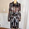 Calvin Klein Polyester Spandex Skirt Blouse Size 14 Multicolor Abstract 2PC