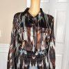 Calvin Klein Polyester Spandex Skirt Blouse Size 14 Multicolor Abstract 2PC