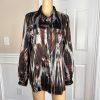 Calvin Klein Polyester Spandex Skirt Blouse Size 14 Multicolor Abstract 2PC