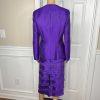 10-658.jpg Diana Polyester Skirt Suit Top Size 8 Purple Tiered Ruffle Elastic Waist 3PC New