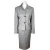 Cool Chic Women Polyester Rayon Skirt Suit Size 10 Gray Lined Belted 2PC