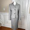 Cool Chic Women Polyester Rayon Skirt Suit Size 10 Gray Lined Belted 2PC