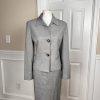 Cool Chic Women Polyester Rayon Skirt Suit Size 10 Gray Lined Belted 2PC