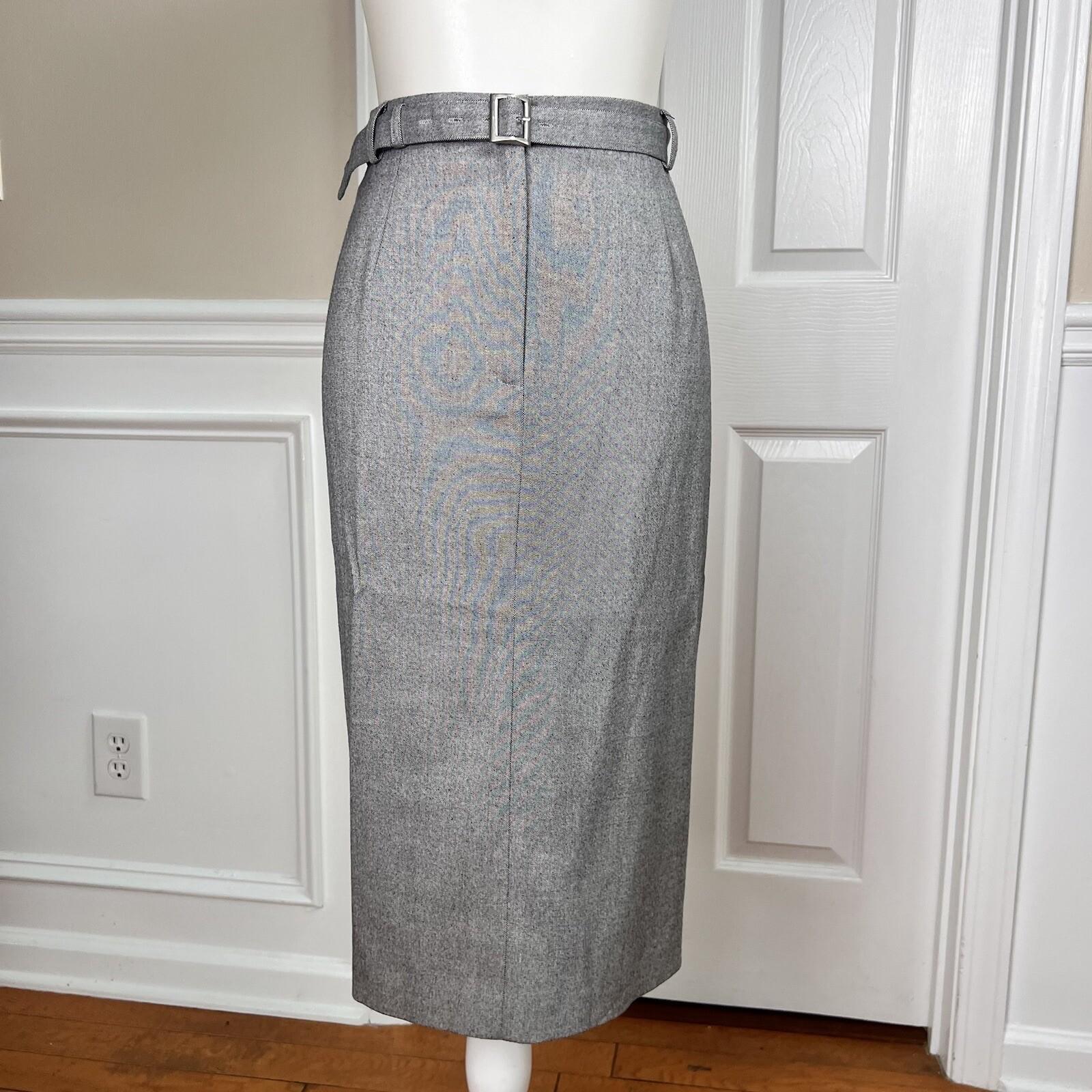 Cool Chic Women Polyester Rayon Skirt Suit Size 10 Gray Lined Belted 2PC