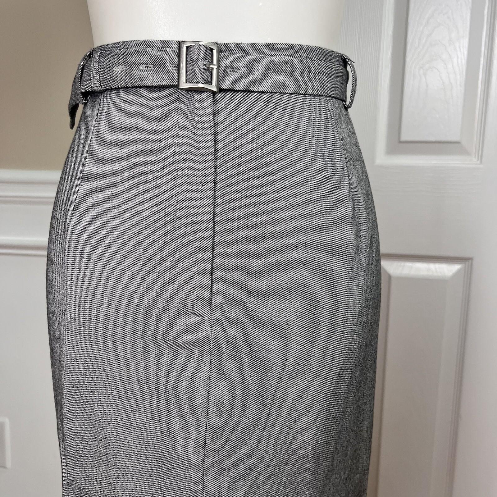 Cool Chic Women Polyester Rayon Skirt Suit Size 10 Gray Lined Belted 2PC