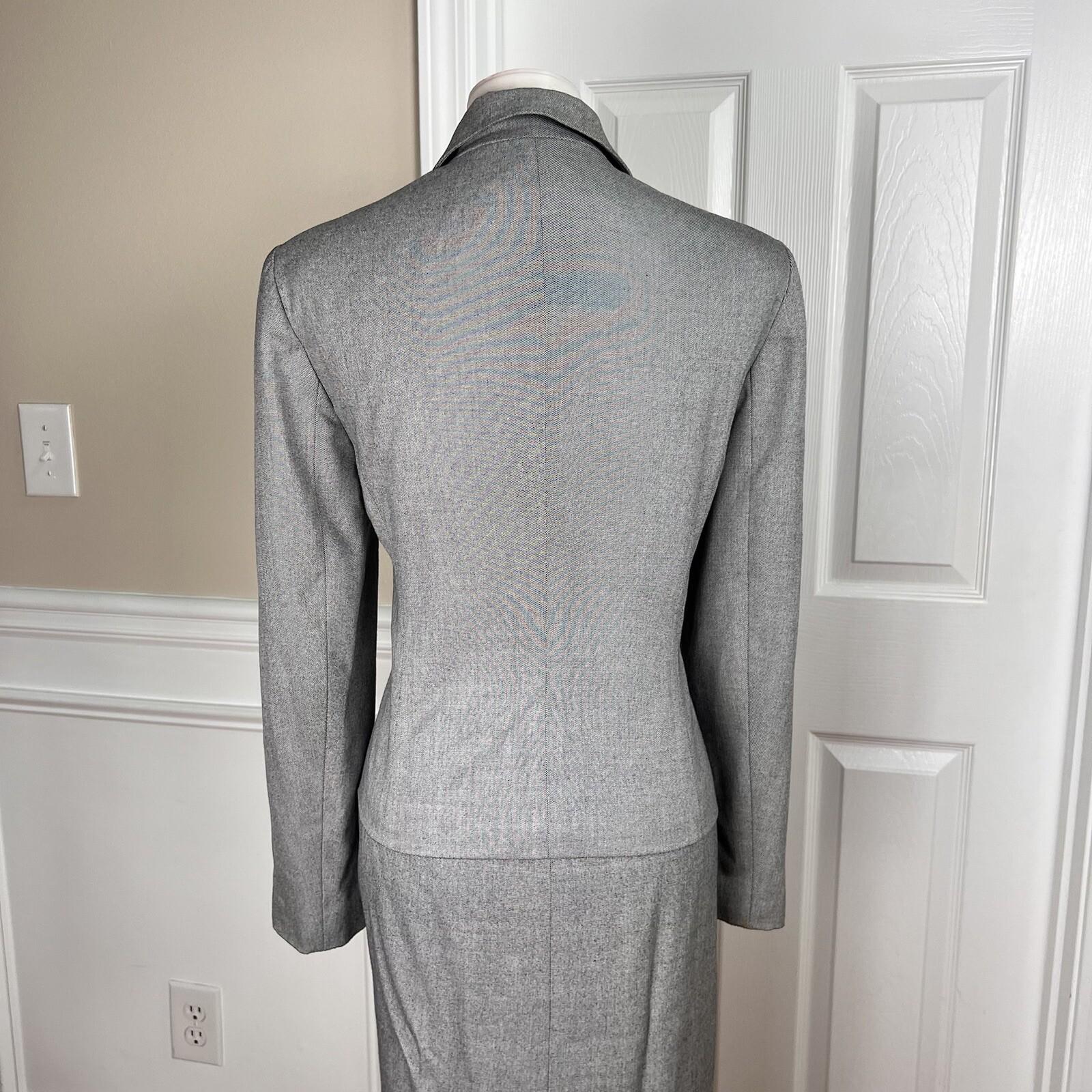 Cool Chic Women Polyester Rayon Skirt Suit Size 10 Gray Lined Belted 2PC