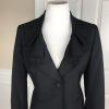 Anne Klein Polyester Blazer Size 8P Black Single Breasted Ruffle Collar Lined