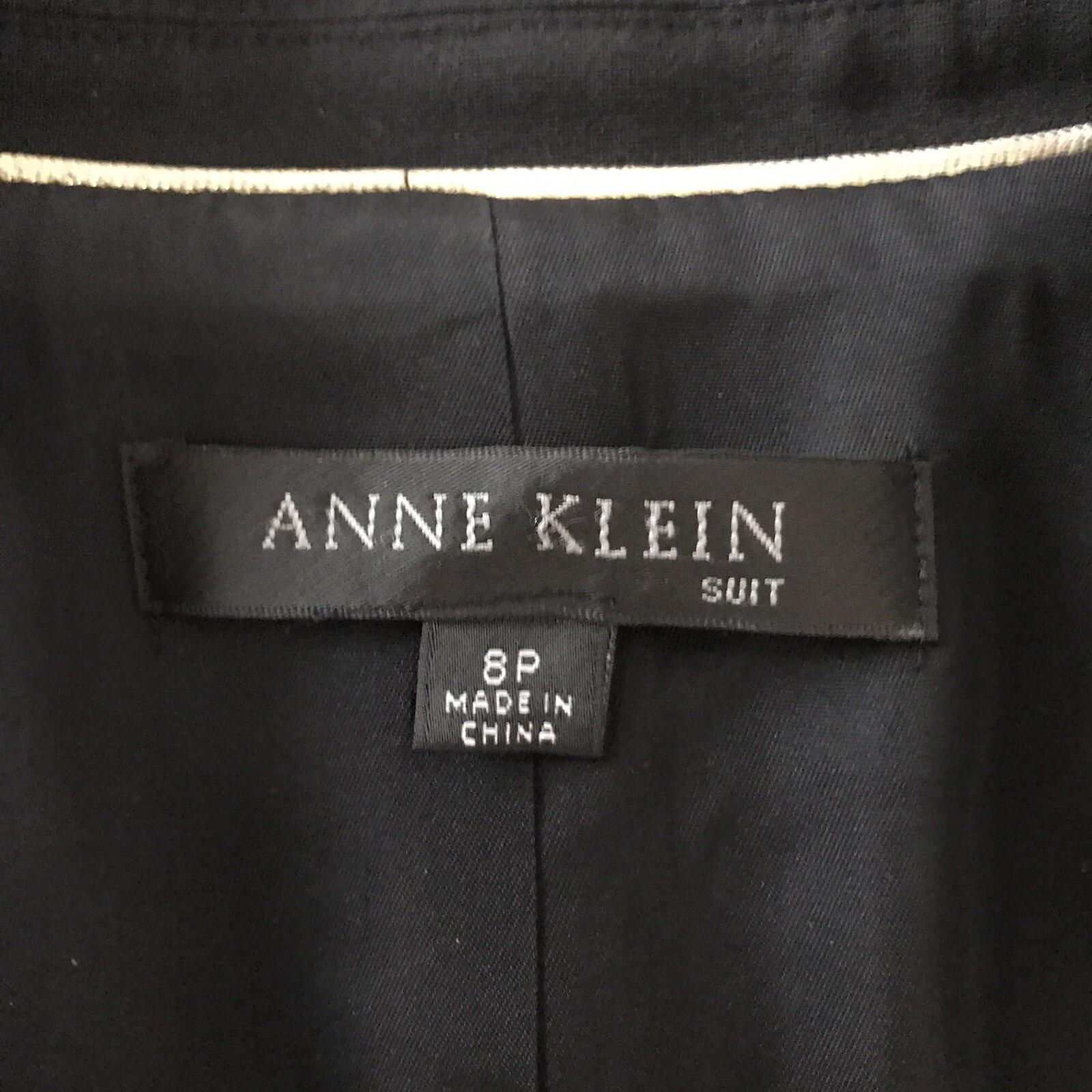 Anne Klein Polyester Blazer Size 8P Black Single Breasted Ruffle Collar Lined