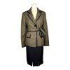 Kasper Women Polyester  Skirt Suit Size 8 Dark Green Black Lined Belted 2PC