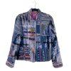 Vintage Sandy Starkman Artsy Jacket M Embroidered Crochet Patchwork Gray Pink