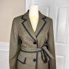 Kasper Women Polyester  Skirt Suit Size 8 Dark Green Black Lined Belted 2PC