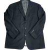 Oscar De La Renta Vintage Men Cashmere Wool Blazer 48R Black 2 Button Ventless
