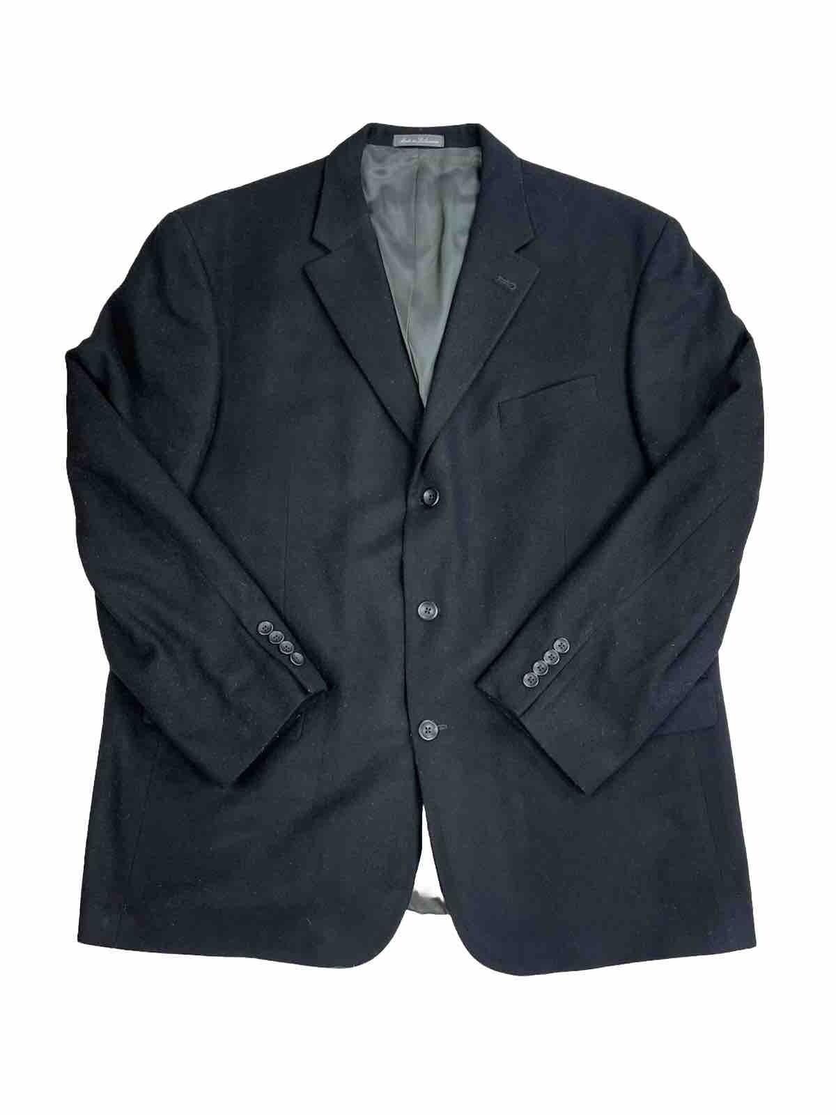Oscar De La Renta Vintage Men Cashmere Wool Blazer 48R Black 2 Button Ventless
