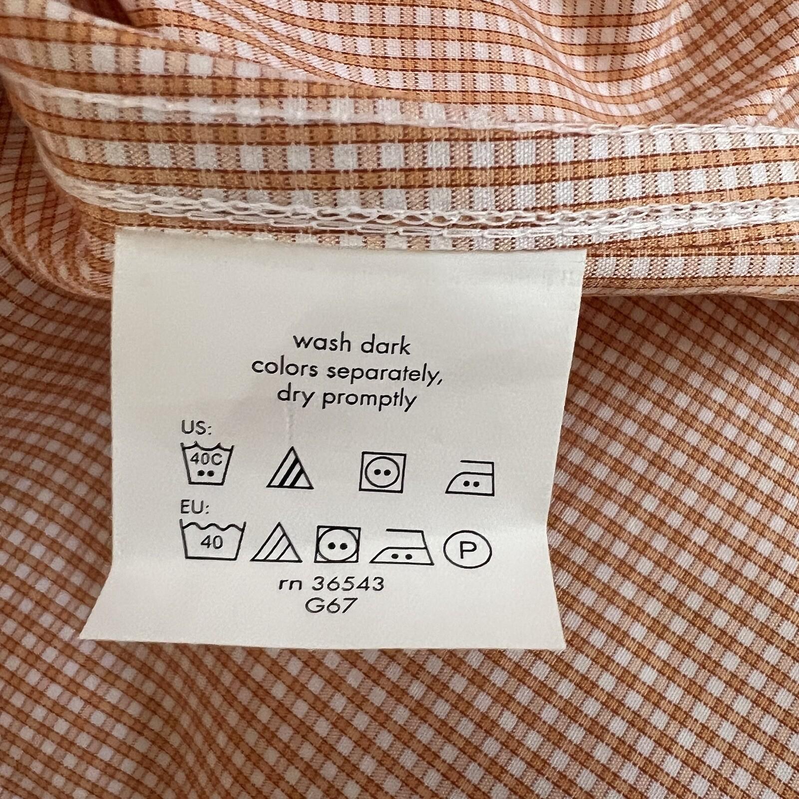 Peter Millar Button Up Shirt Size 15S Long Orange NanoLuxe Check Classic New
