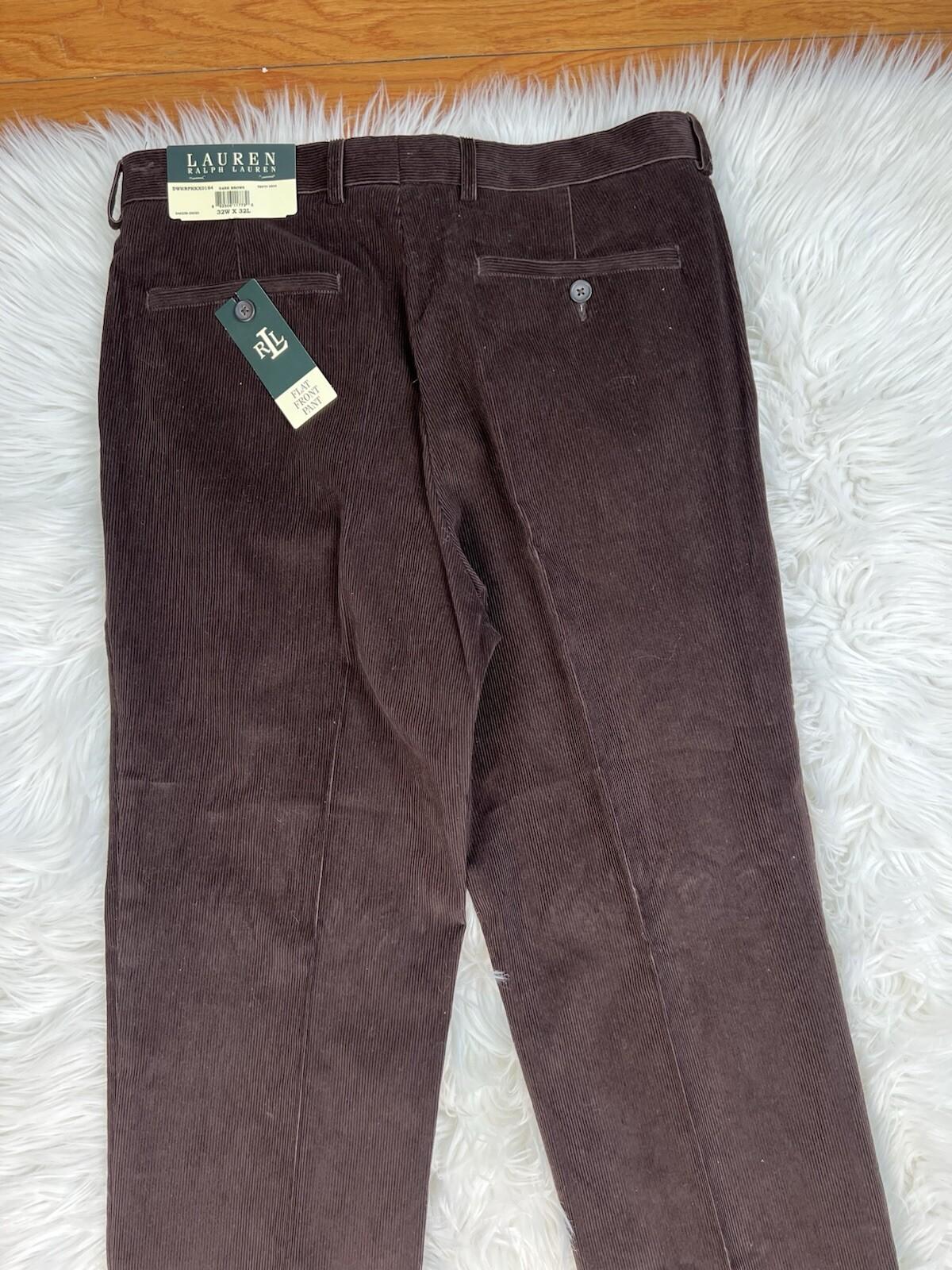 Lauren Ralph Lauren Men Velour Velvet Dress Pants Size 32x32 Brown Career New