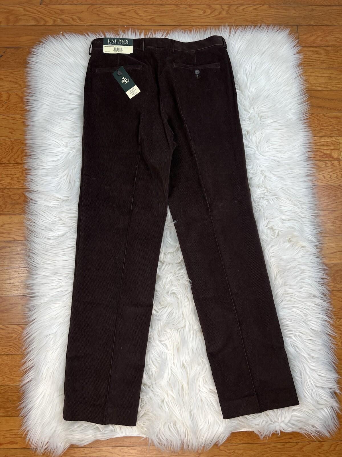 Lauren Ralph Lauren Men Velour Velvet Dress Pants Size 32x32 Brown Career New