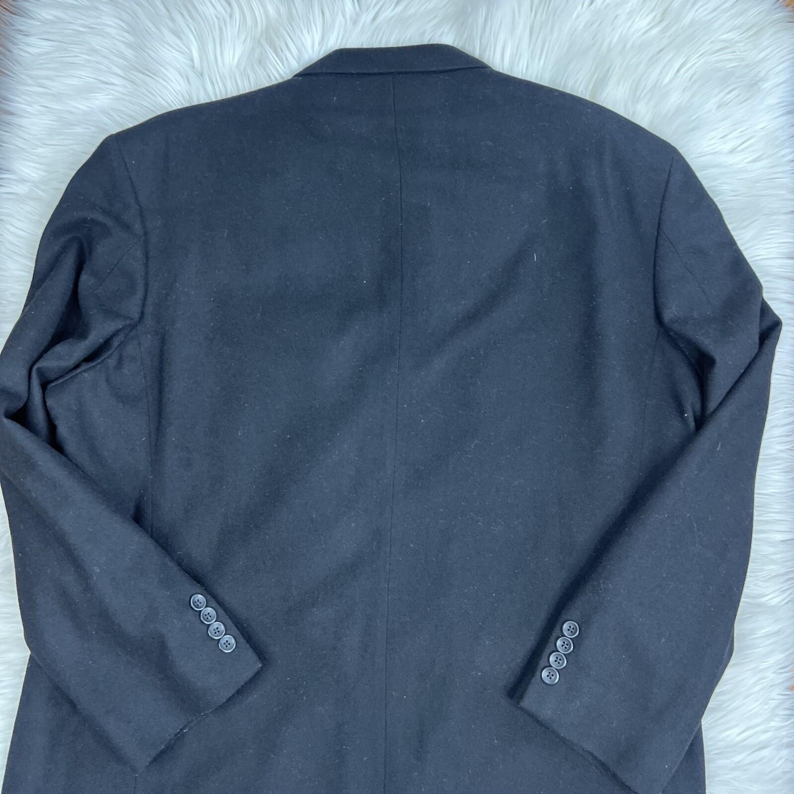 Oscar De La Renta Vintage Men Cashmere Wool Blazer 48R Black 2 Button Ventless