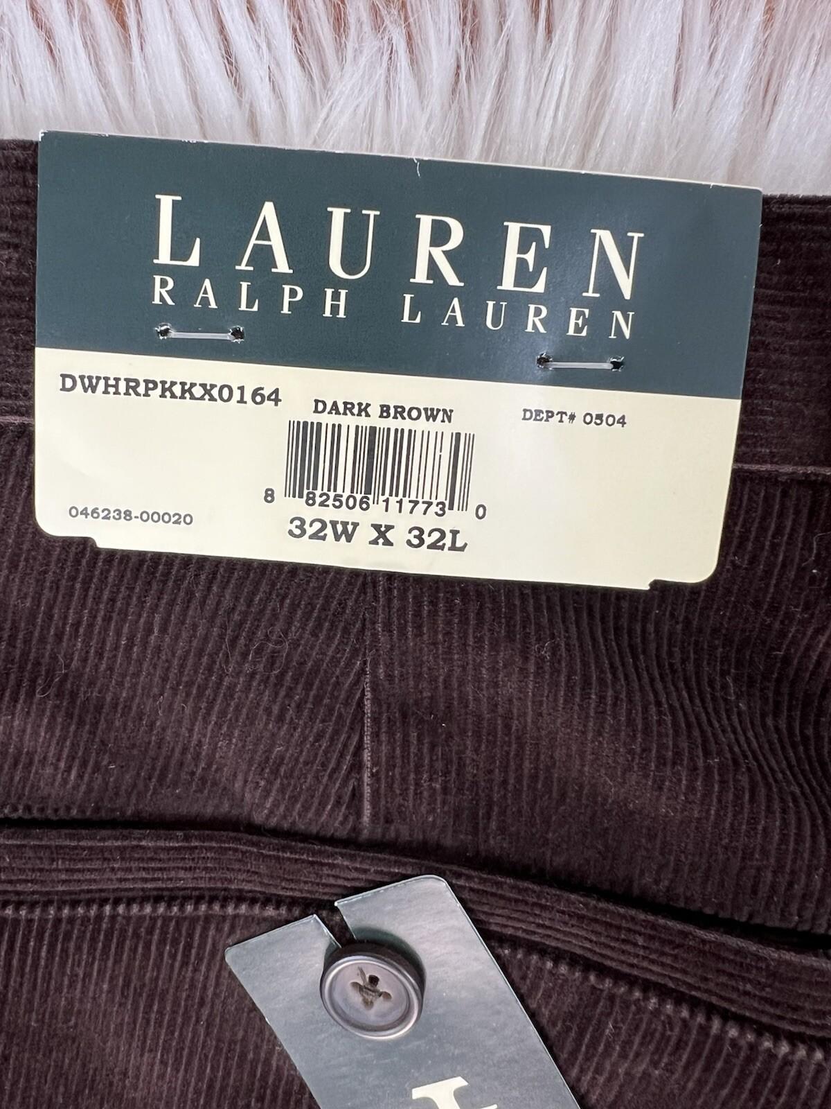 Lauren Ralph Lauren Men Velour Velvet Dress Pants Size 32x32 Brown Career New