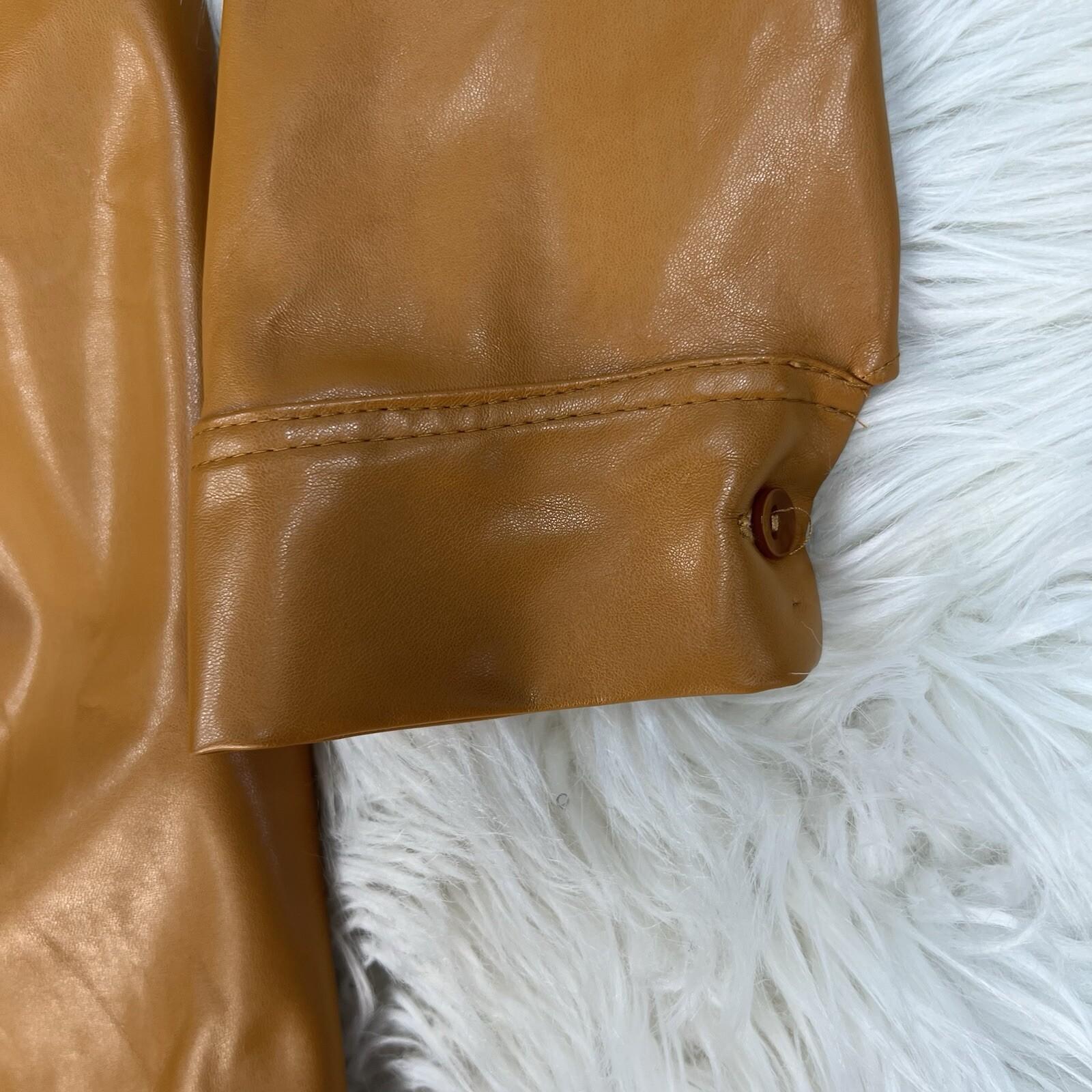 Asos Design Leather Look Jumpsuit Size 8 Caramel Faux leather Belted New