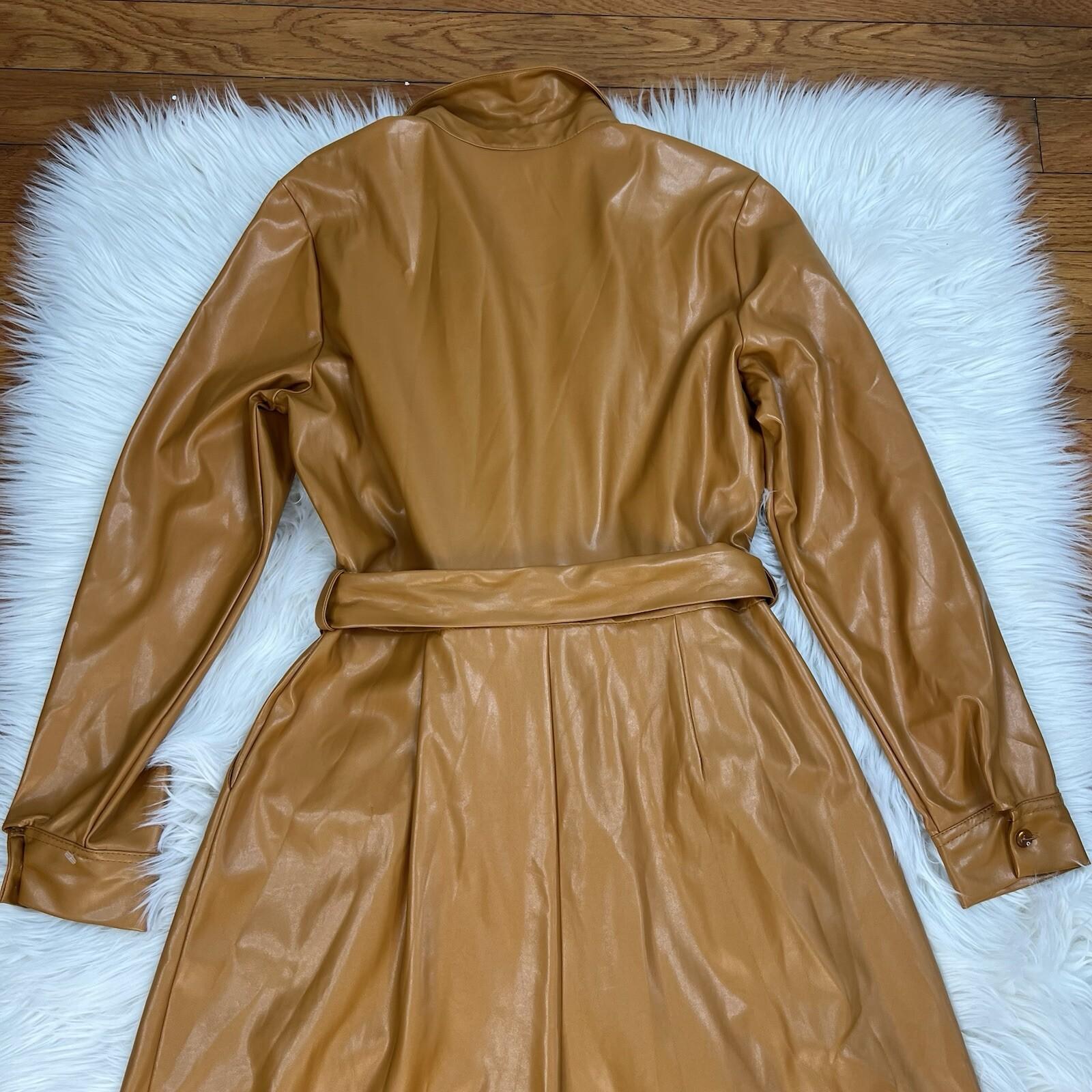 Asos Design Leather Look Jumpsuit Size 8 Caramel Faux leather Belted New