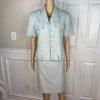 Kasper ASL Vintage Polyester Skirt Suit Size 10 Ice Blue Short Sleeve Career 2PC
