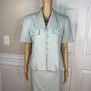 Kasper ASL Vintage Polyester Skirt Suit Size 10 Ice Blue Short Sleeve Career 2PC