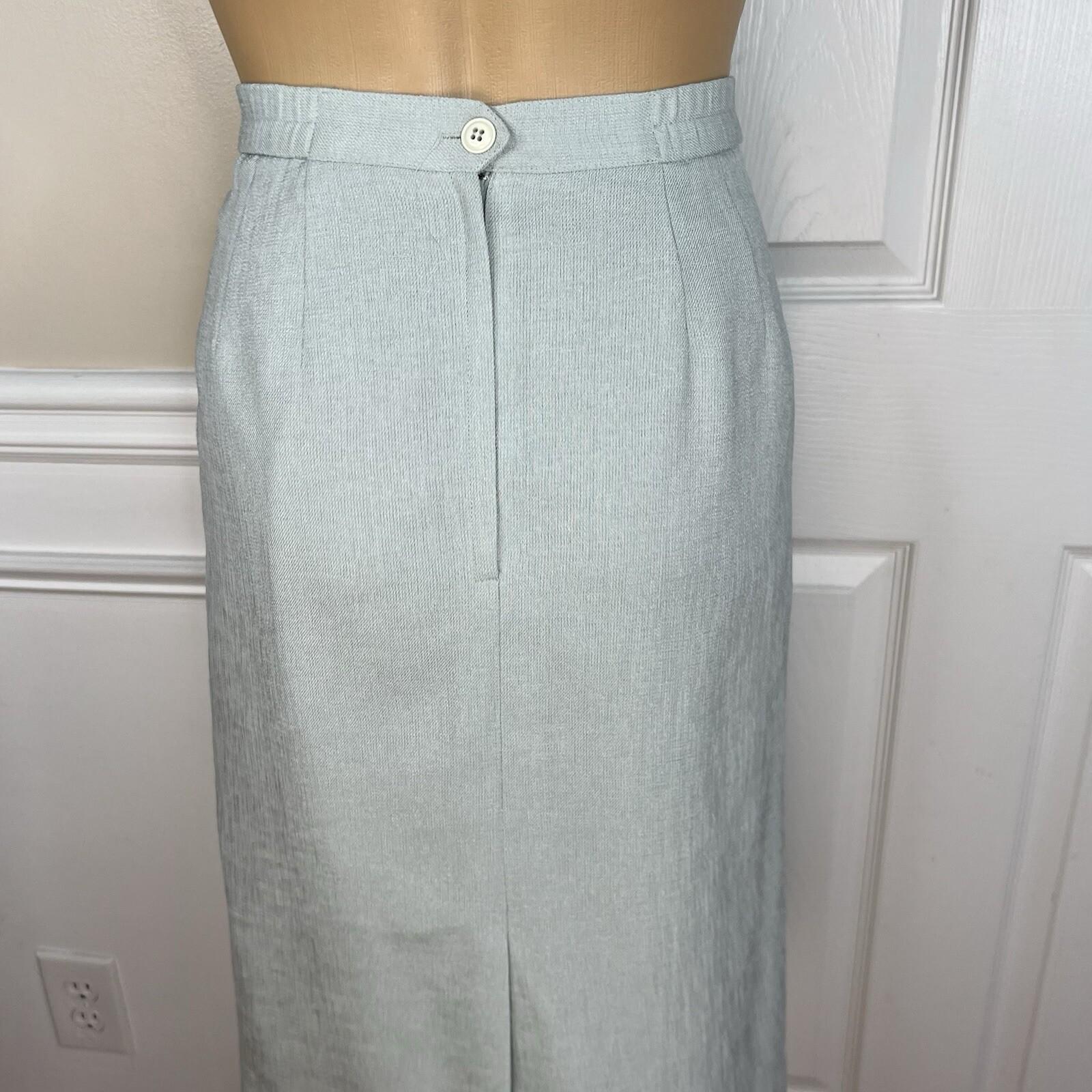Kasper ASL Vintage Polyester Skirt Suit Size 10 Ice Blue Short Sleeve Career 2PC