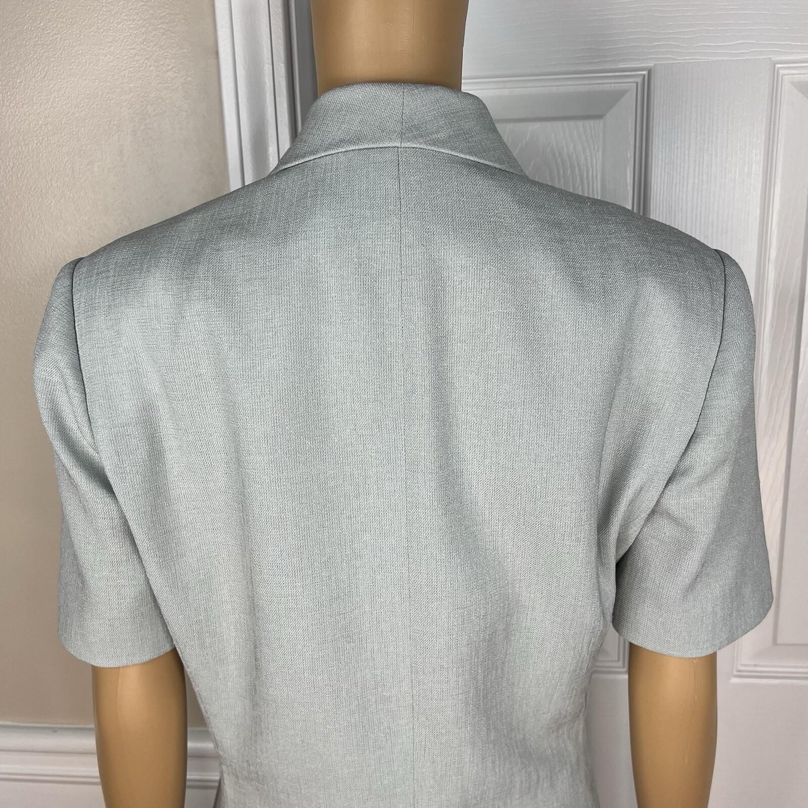 Kasper ASL Vintage Polyester Skirt Suit Size 10 Ice Blue Short Sleeve Career 2PC