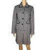 Ann Taylor Loft Cotton Skirt Suit Size 6 Beige Black Lined Career Pockets 2PC