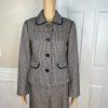 Ann Taylor Loft Cotton Skirt Suit Size 6 Beige Black Lined Career Pockets 2PC