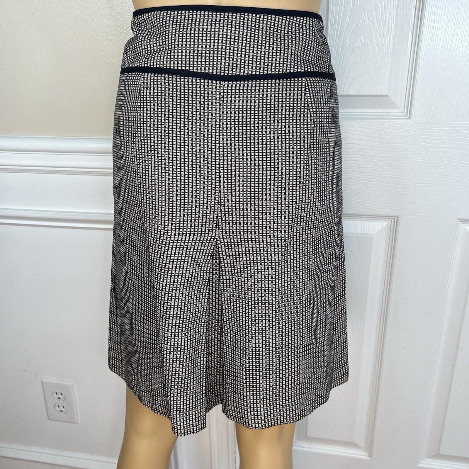Ann Taylor Loft Cotton Skirt Suit Size 6 Beige Black Lined Career Pockets 2PC