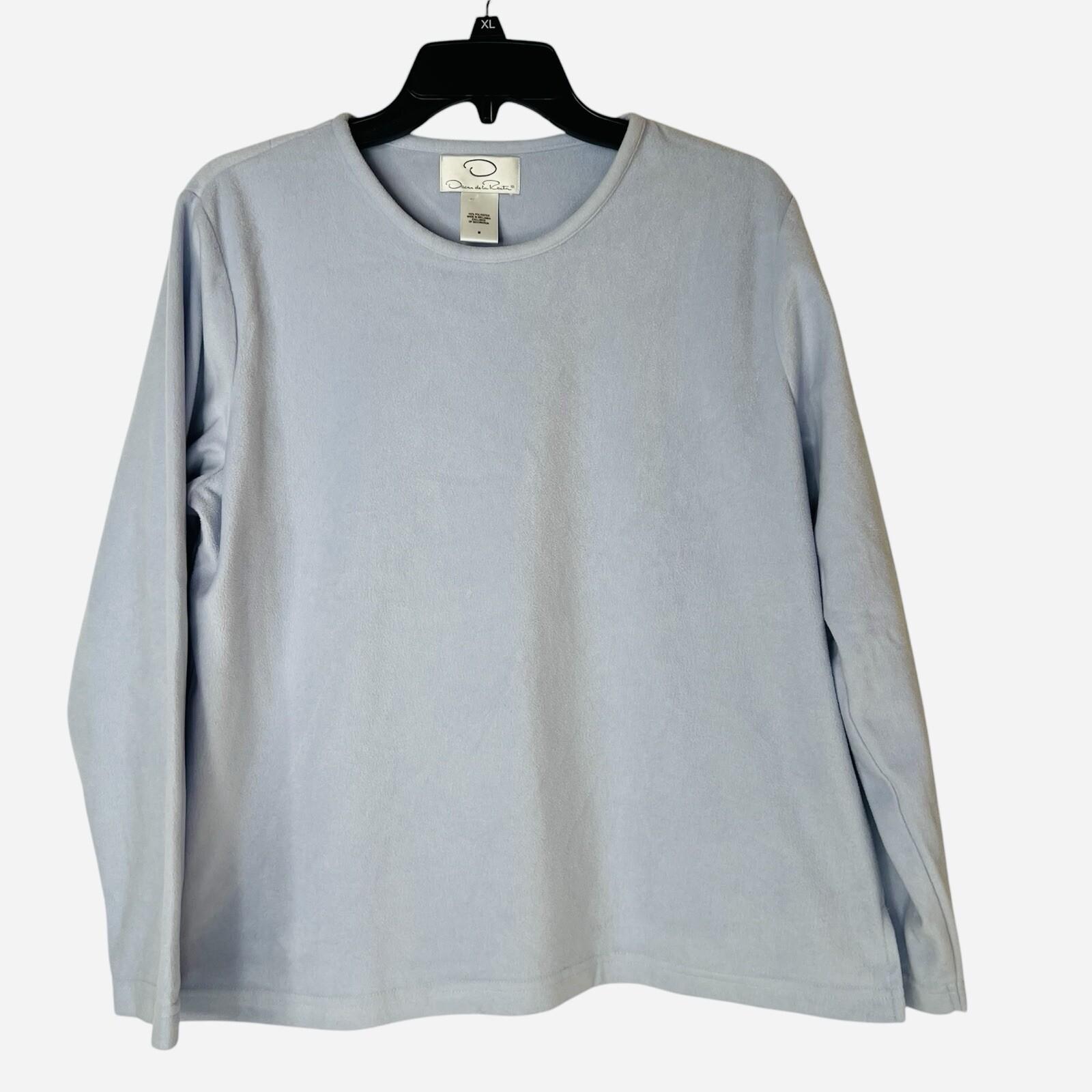 Oscar de la Renta Women Size M Periwinkle Long Sleeve Crew Neck Pullover Sweater