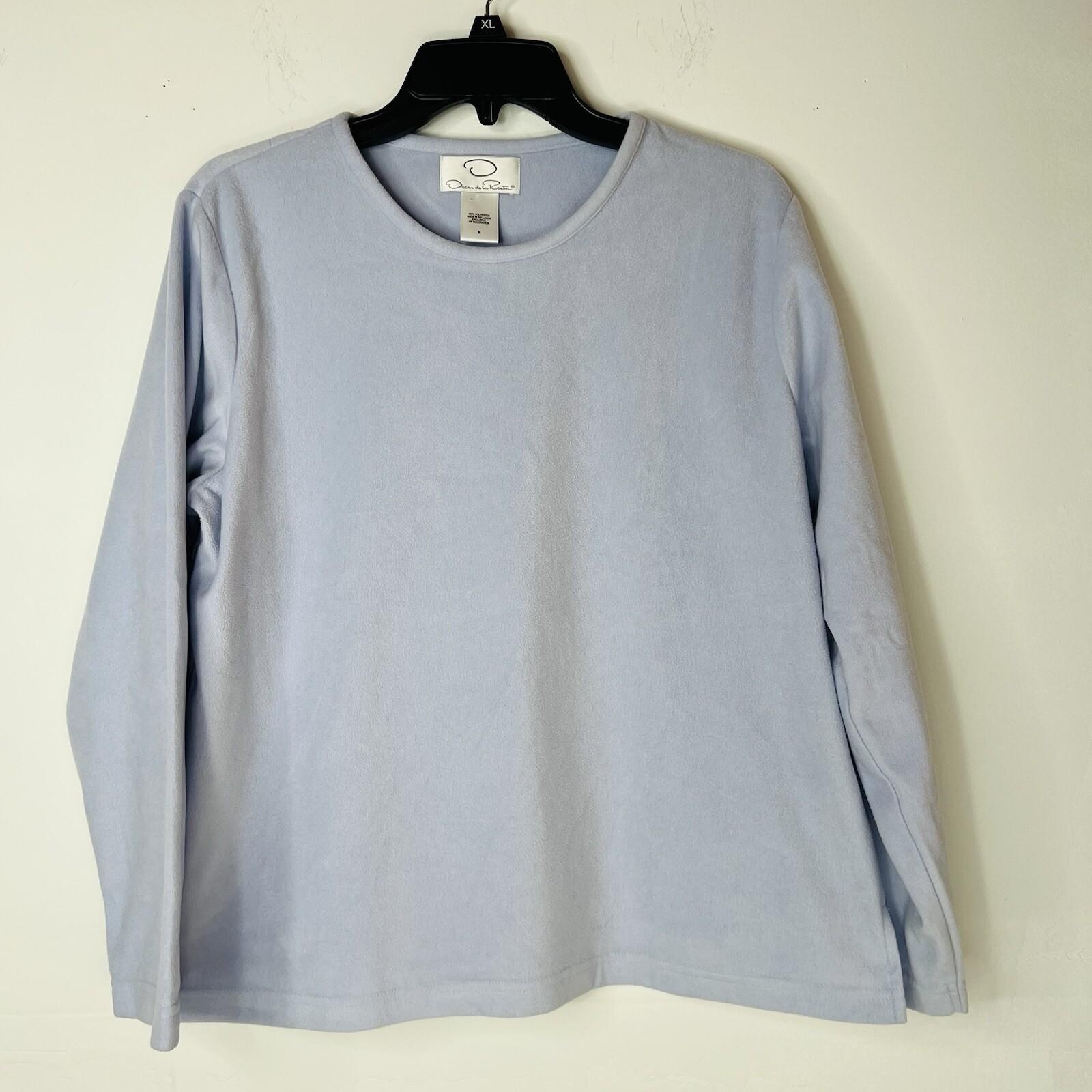 Oscar de la Renta Women Size M Periwinkle Long Sleeve Crew Neck Pullover Sweater