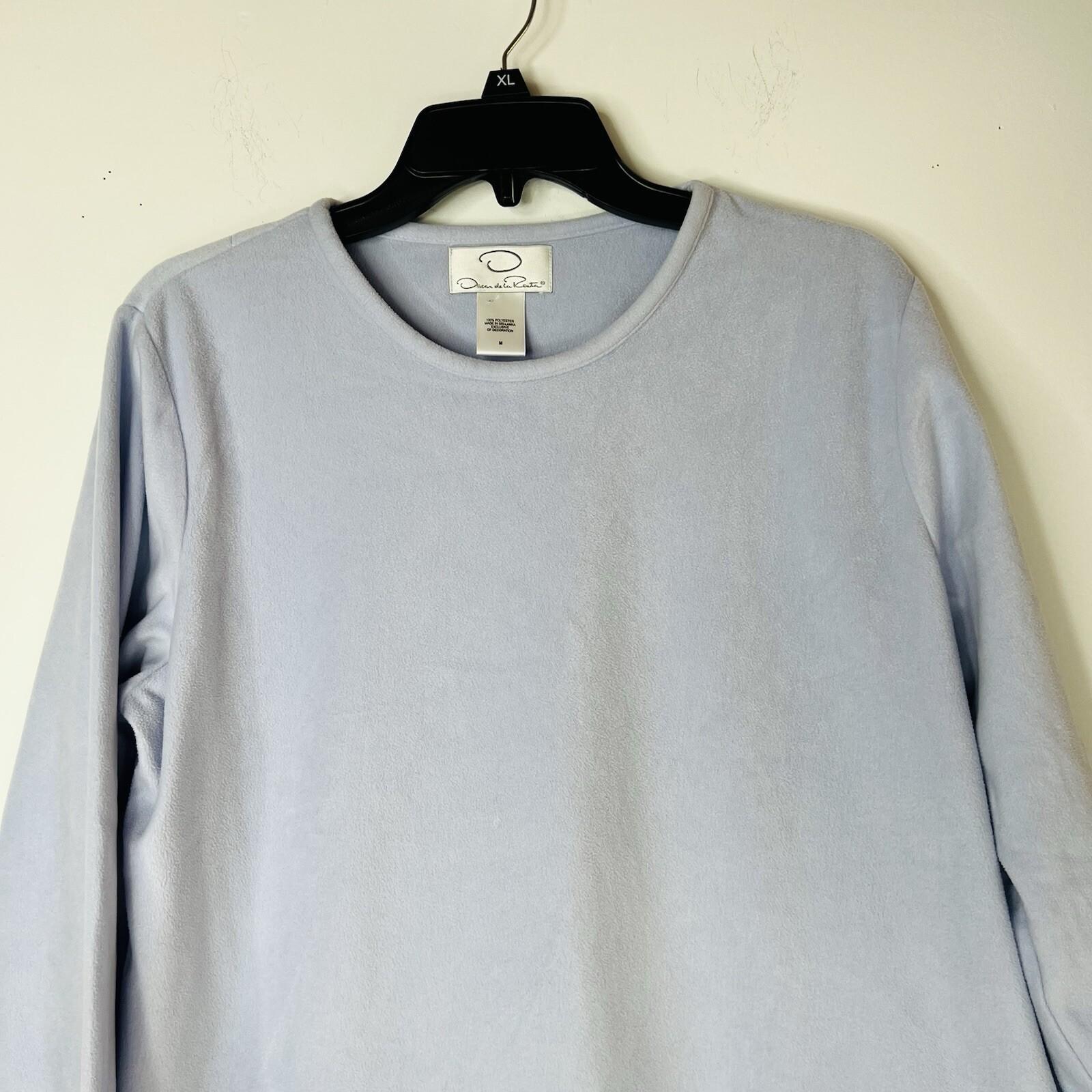 Oscar de la Renta Women Size M Periwinkle Long Sleeve Crew Neck Pullover Sweater