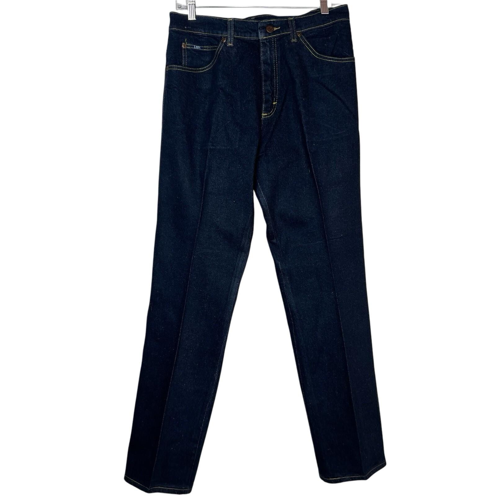10-6674.jpg Vintage Lee Jeans Men 32x31 Dark Blue Denim Straight Leg Western Cowboy 80s 90s