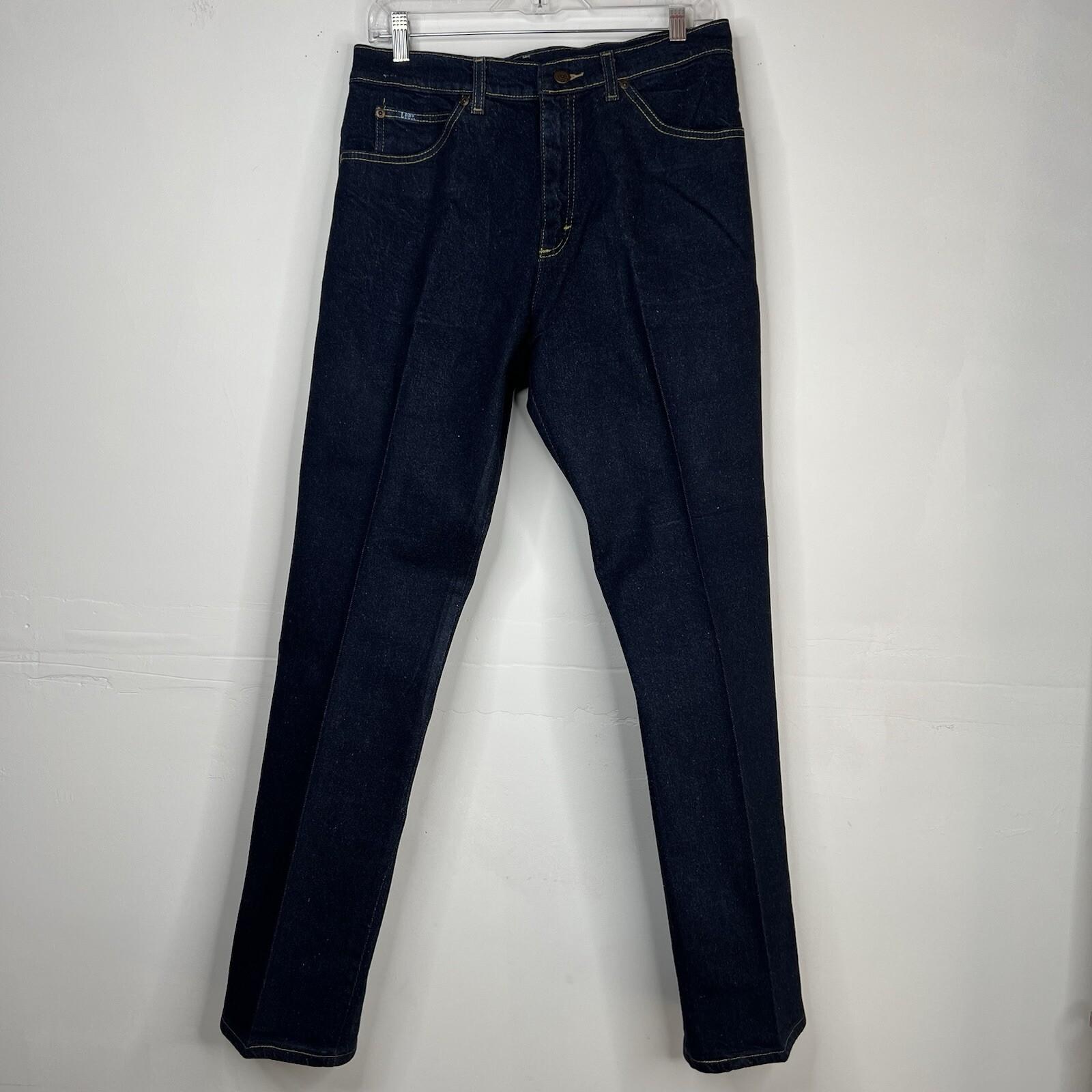 10-6675.jpg Vintage Lee Jeans Men 32x31 Dark Blue Denim Straight Leg Western Cowboy 80s 90s