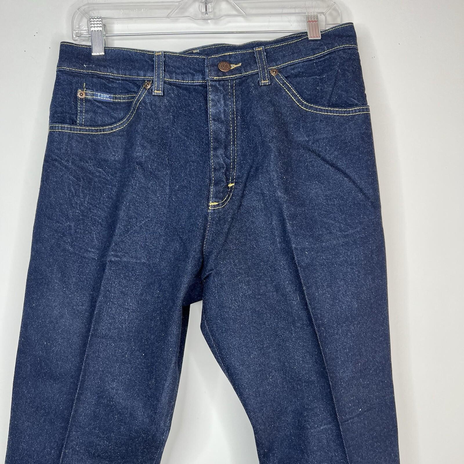 10-6676.jpg Vintage Lee Jeans Men 32x31 Dark Blue Denim Straight Leg Western Cowboy 80s 90s