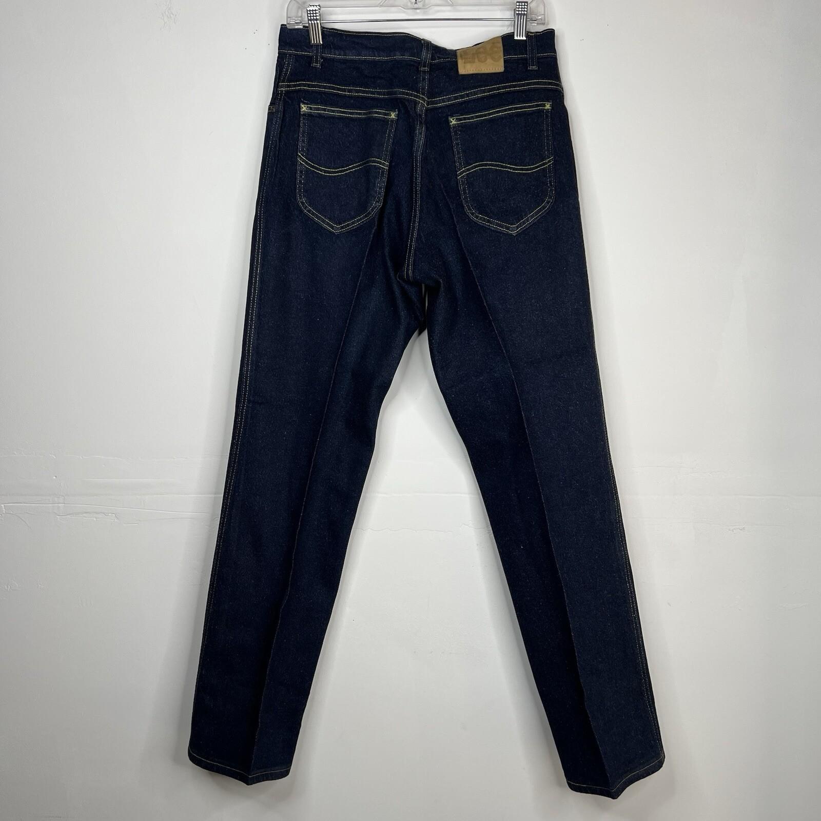 10-6680.jpg Vintage Lee Jeans Men 32x31 Dark Blue Denim Straight Leg Western Cowboy 80s 90s