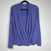 Soft Surroundings Anouk Top Blouse Size XL Periwinkle V Neck Front Drape