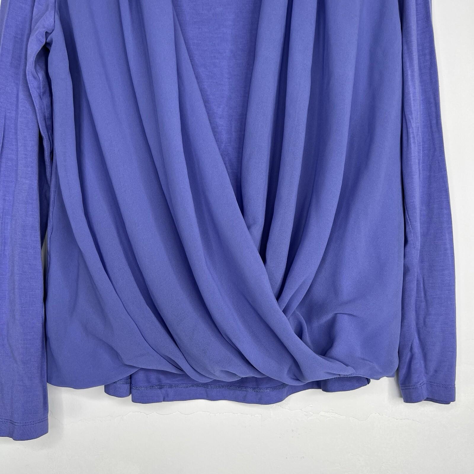 Soft Surroundings Anouk Top Blouse Size XL Periwinkle V Neck Front Drape