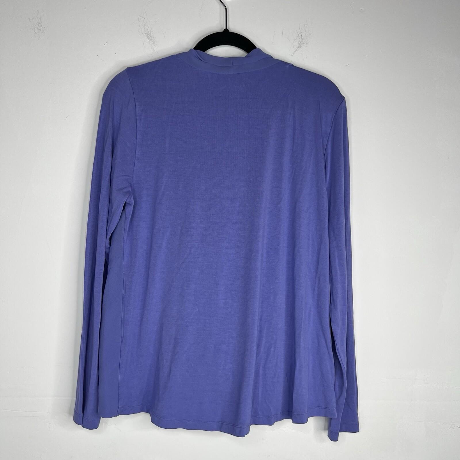 Soft Surroundings Anouk Top Blouse Size XL Periwinkle V Neck Front Drape