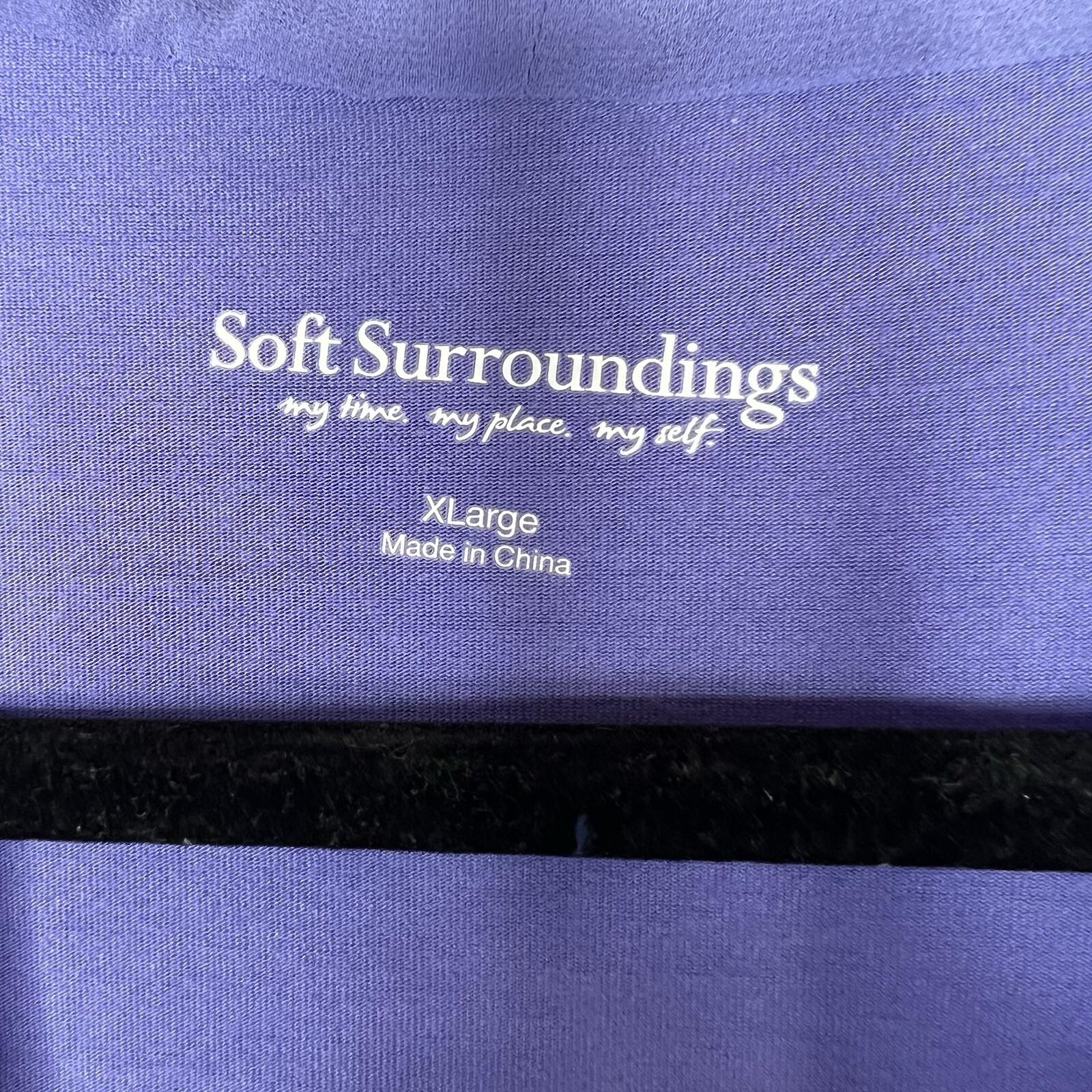 Soft Surroundings Anouk Top Blouse Size XL Periwinkle V Neck Front Drape