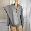 KASPER Polyester Viscose Spandex Pant Suit Size 10P Gray Striped Lined 2PC