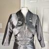 Nina Nischelle Polyester Lace Sheath Dress Cropped Suit Size 8 Silver 2PC